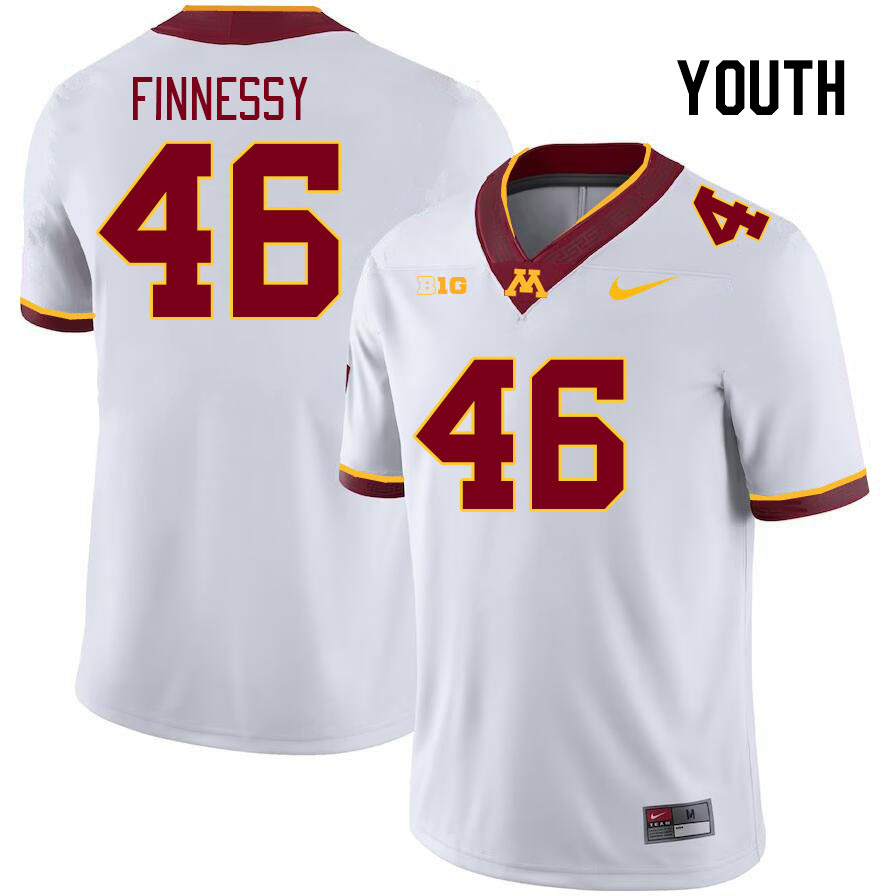 Youth #46 Lucas Finnessy Minnesota Golden Gophers College Football Jerseys Stitched-White - Click Image to Close
